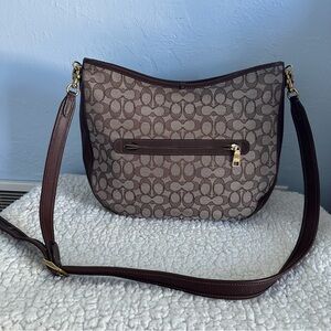 Coach Brown Signature Canvas Crossbody with Dark Leather Trim